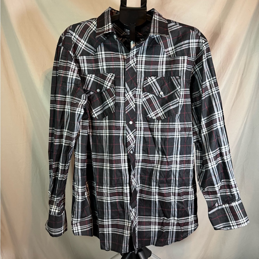 Casual Country Men’s Western Pearl‎ Snap Plaid Shirt – Size XL 🤠🔥